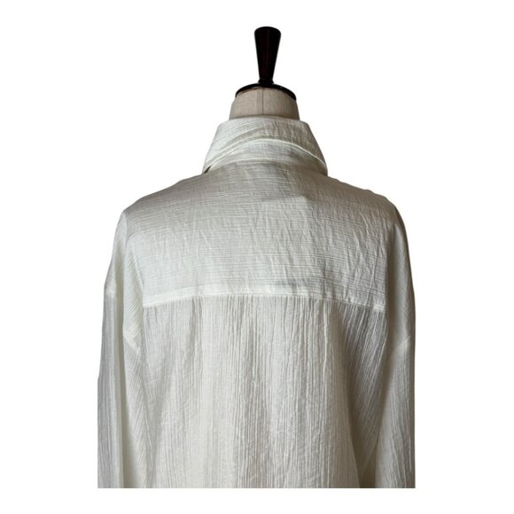 Anewsta Shirt Women Medium White 3D Floral‎ Button Down Blouse NWT Boho Elegant - Picture 5 of 13